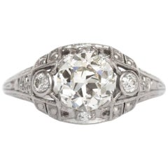 Antique 1920s Art Deco 1.05 Carat Old European Diamond and Platinum Engagement Ring