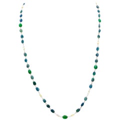 Opal Emerald and Diamond Briolette Necklace