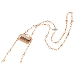 Hermes  Pink Gold and Diamond Handbag Necklace
