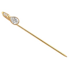 14K Yellow Gold Pear-Shaped Diamond Lapel Pin 0.25 CT