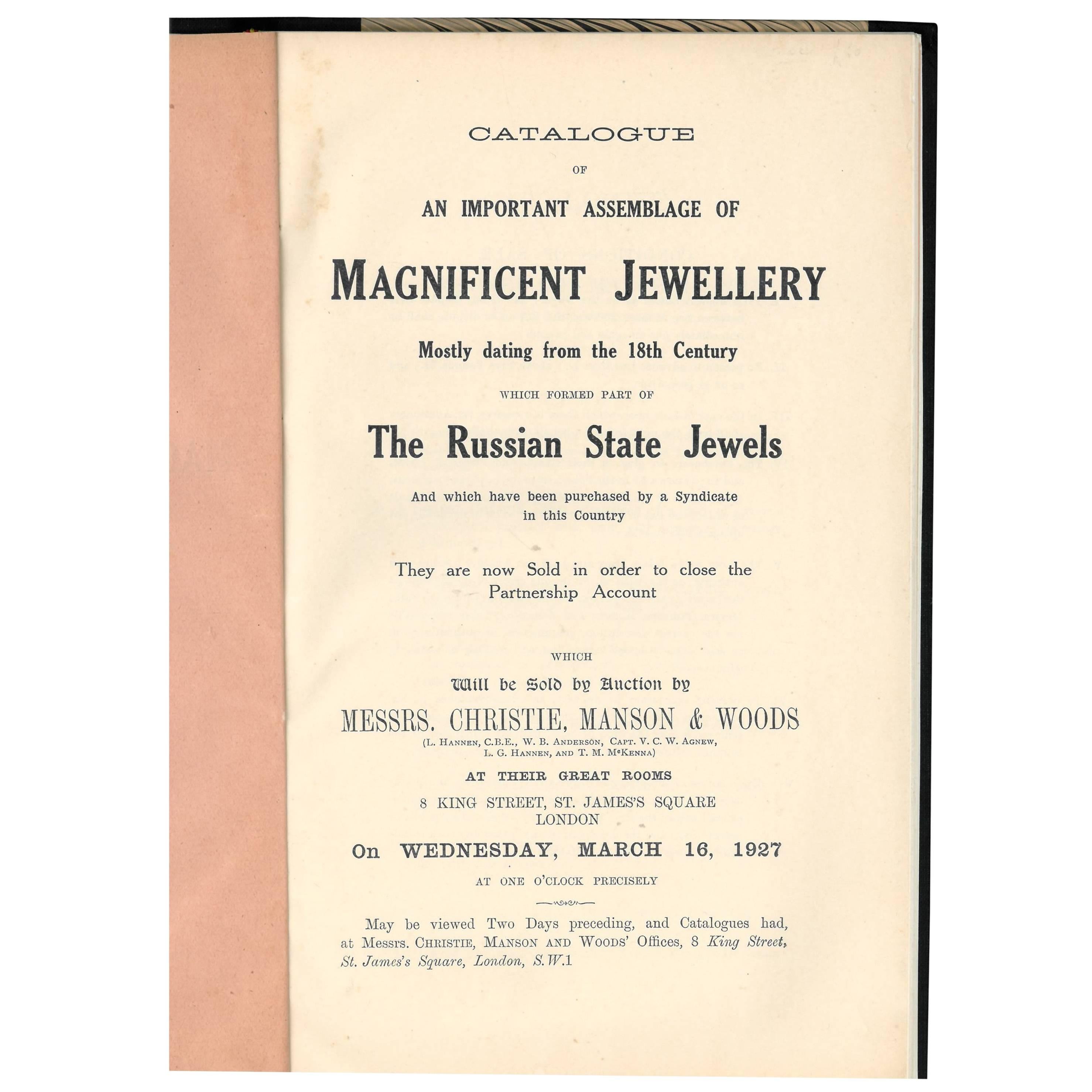 "Collection of Russian State Jewels" Sale Catalogue