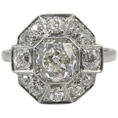 Vintage Engagement Ring, Old European Cut Diamond, Art Deco Style, circa 1900s