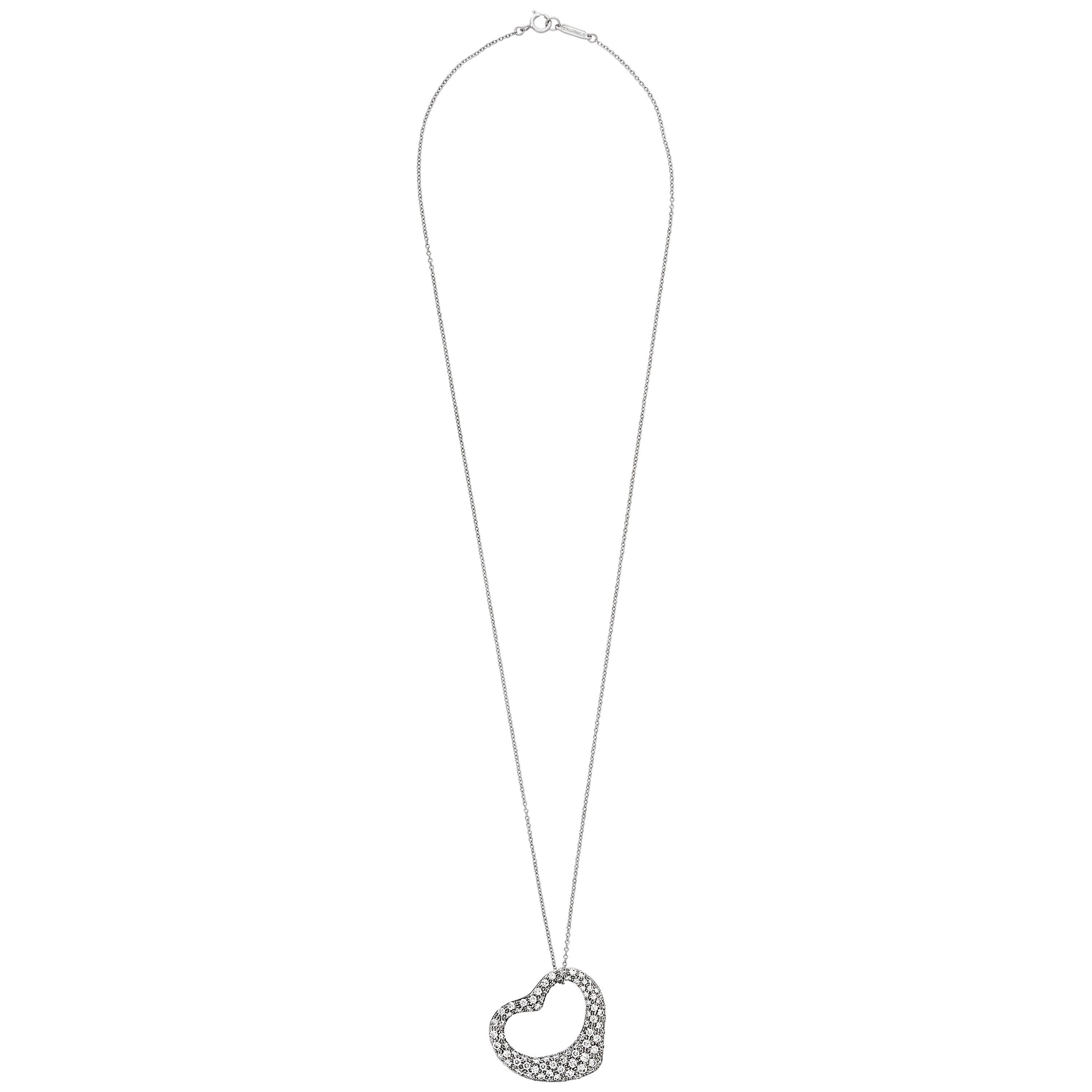 Tiffany & Co. Platinum Elsa Peretti Open Heart Necklace