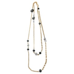 18 Karat Gold Black Diamond Long Necklace