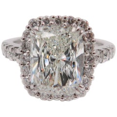  4.02 carats  GIA certified Cushion Shaped Diamond Platinum Halo Ring