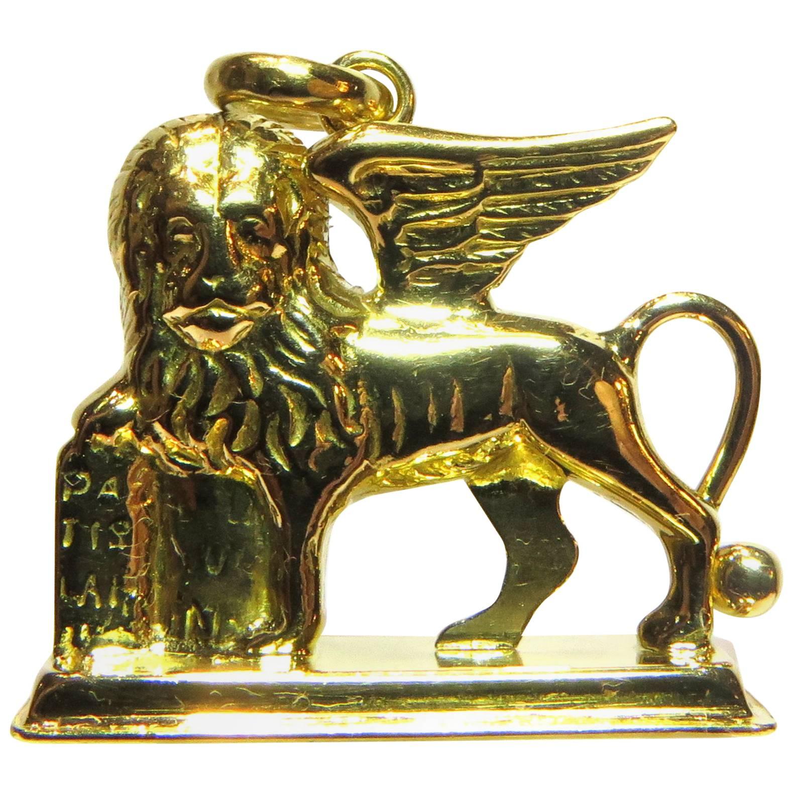 Superb Lion of Saint Mark Is a Symbol of Venice Gold Pendant Charm