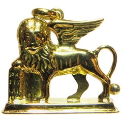 Superb Lion of Saint Mark Is a Symbol of Venice Gold Pendant Charm