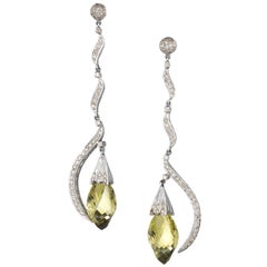 Green Quartz and Diamond Earrings