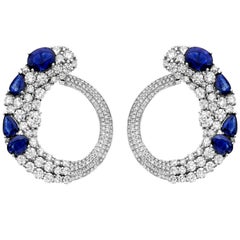 19.00 Carat Total Weight Ceylon Sapphire Diamond Earrings 4