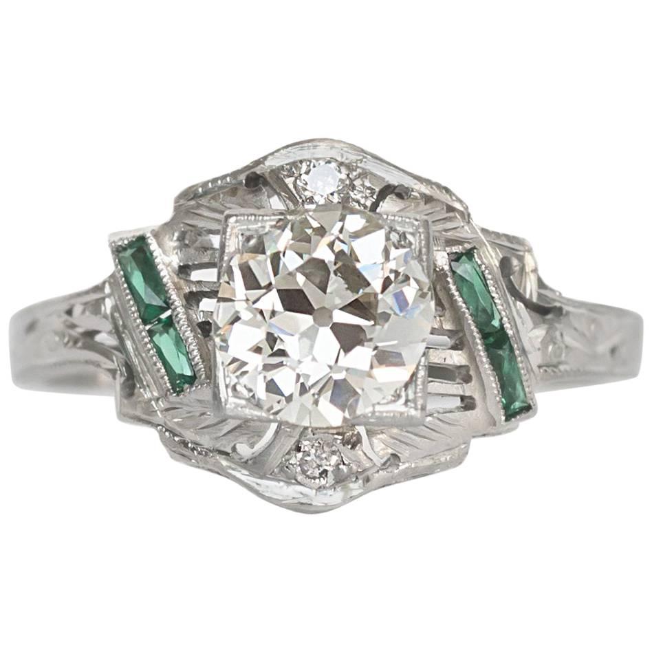 1920s Art Deco White Gold GIA Certified Old European Brilliant Cut Diamond Ring