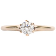 1880s Victorian 9 Karat Gold GIA Certified Circular Brilliant Diamond Ring