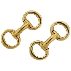 Classic Hermes Gold Horsebit Cufflinks