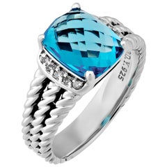 D. Yurman Sterling Silver Blue Topaz Diamond Ring