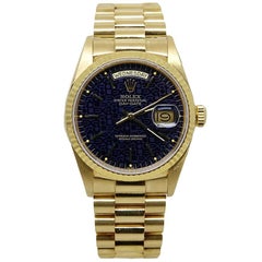 Rolex Yellow Gold Blue Jubilee Dial President Automatic Wristwatch Ref. 18038 6