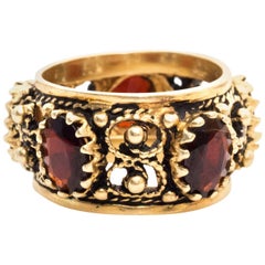 Vintage 1940s Garnet Cigar Ring Band