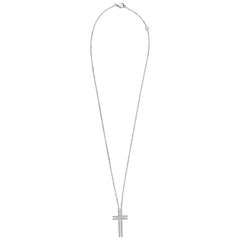 Cartier 18 Karat White Gold Cross Diamond Pendant 2