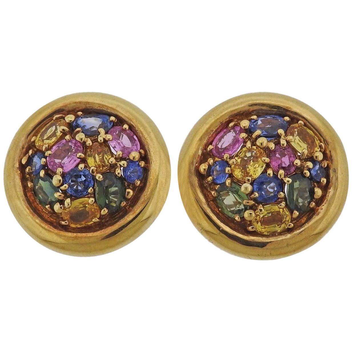 Chaumet Paris Gold Multi-Color Sapphire Earrings