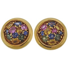 Chaumet Paris Gold Multi-Color Sapphire Earrings