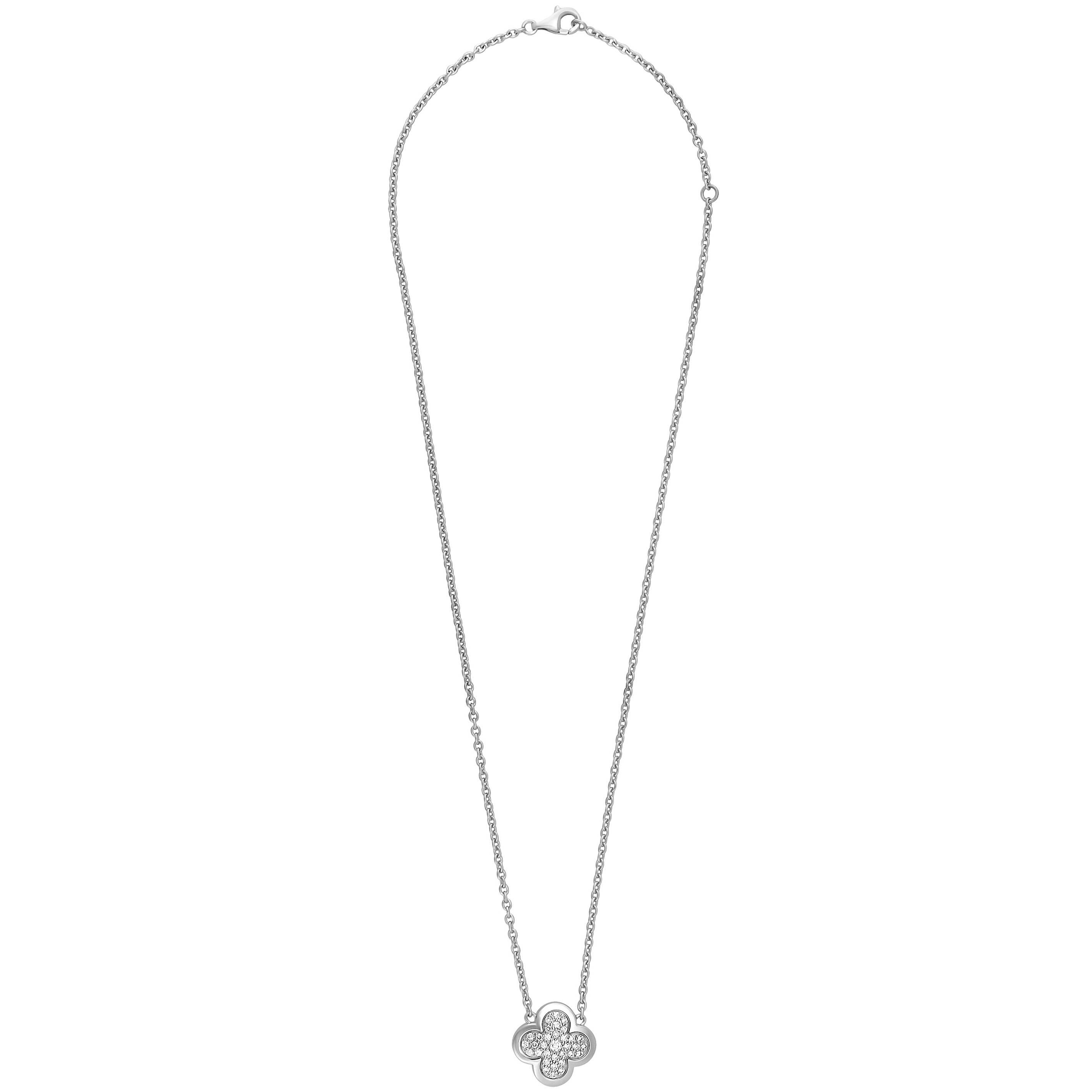 Van Cleef & Arpels Diamond Alhambra White Gold Necklace