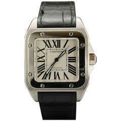 Cartier Stainless Steel Small Santos 100 deployant clasp automatic wristwatch 