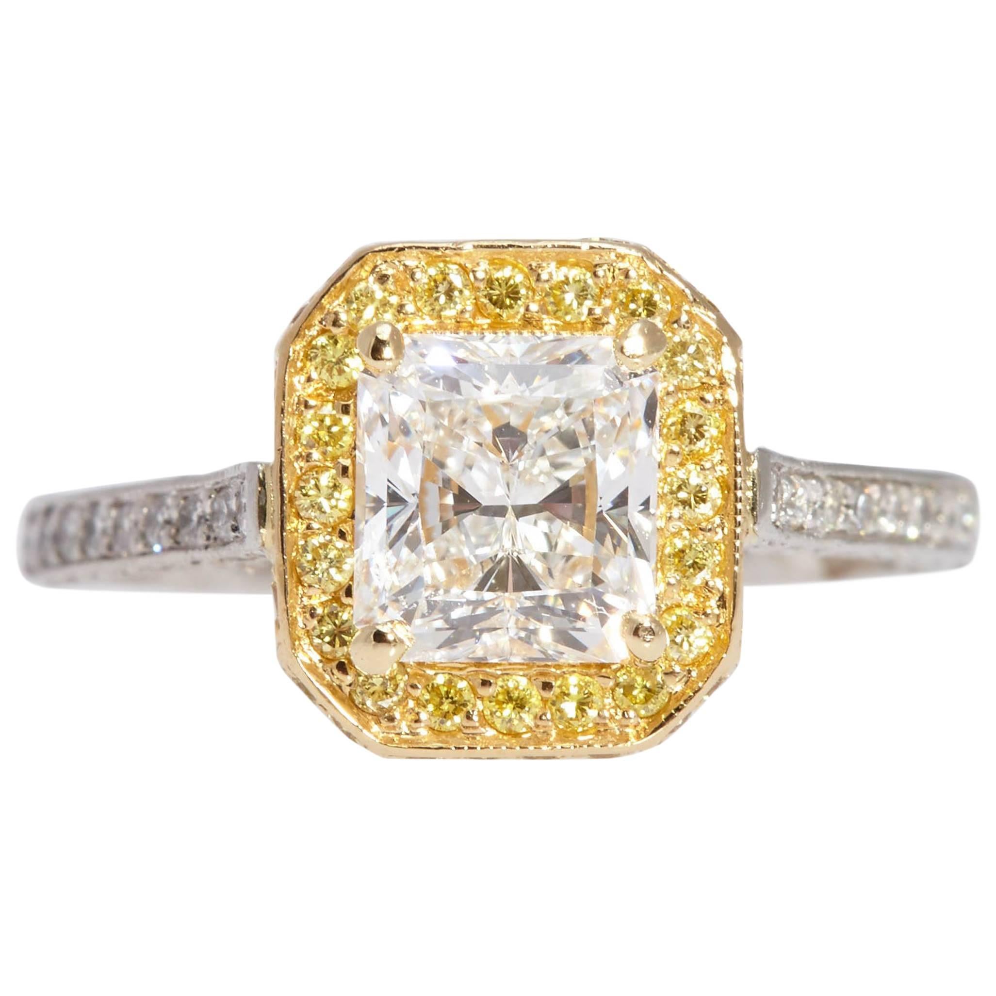 GIA 1.53 Carat Radiant Cut Engagement Ring. D Color Center Diamond For Sale