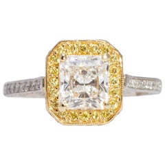 GIA 1.53 Carat Radiant Cut Engagement Ring. D Color Center Diamond