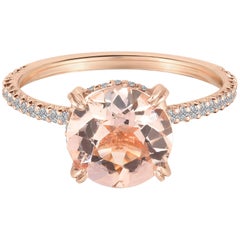 Marisa Perry Two Carat Solitaire Morganite Diamond Engagement Ring in Rose Gold 1