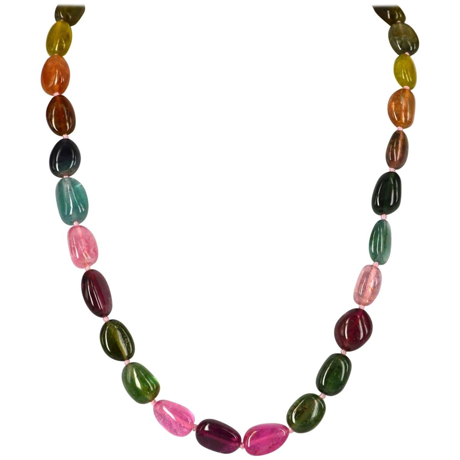 Exceptional Tourmaline Nugget and Gold Necklace