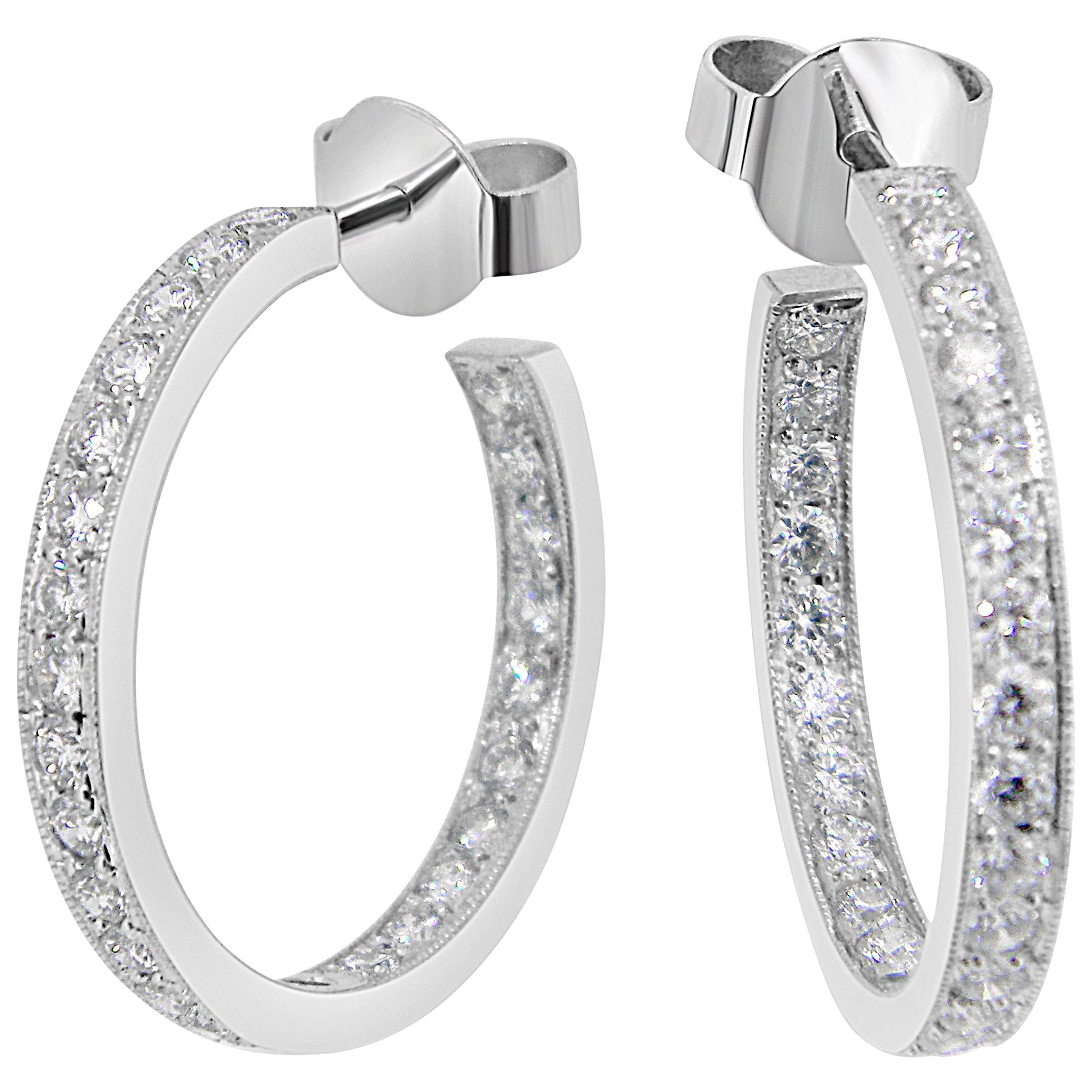 'Eternal' Diamond White Gold Hoop Earrings For Sale
