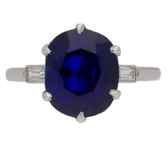 Vintage Boucheron Paris Solitaire Natural Unenhanced Burmese Sapphire Diamond Ring