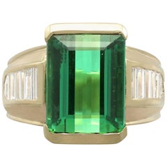 1990s 6.20 Carat Tourmaline and Diamond Yellow Gold Cocktail Ring 12