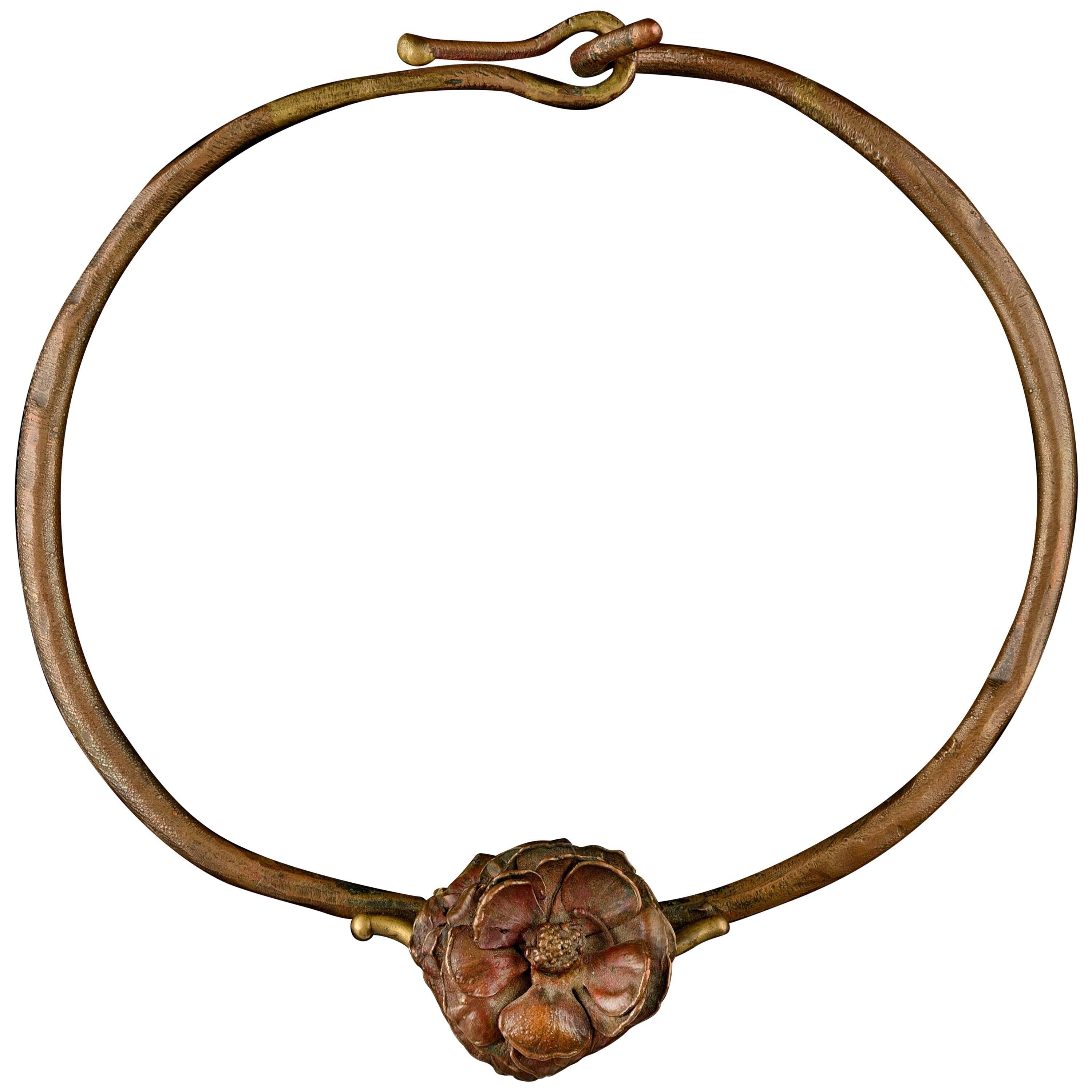 Flower Necklace by Claude Lalanne Galvanized Copper Unique For Sale