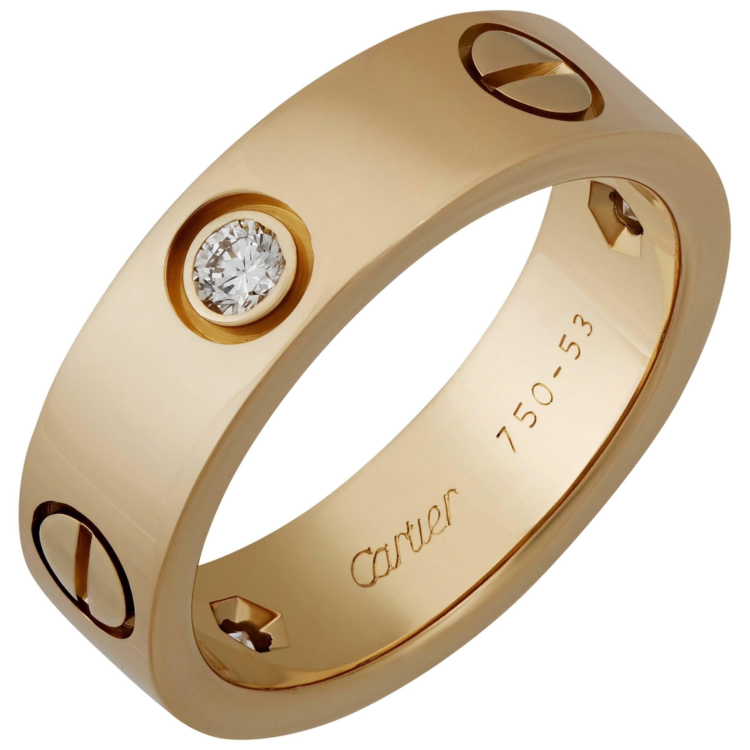 Cartier Gold Three Diamond Love Ring