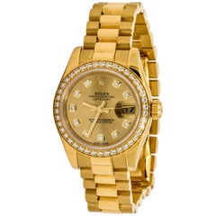 Used Rolex Ladies Yellow Gold Datejust Presidential Automatic Wristwatch