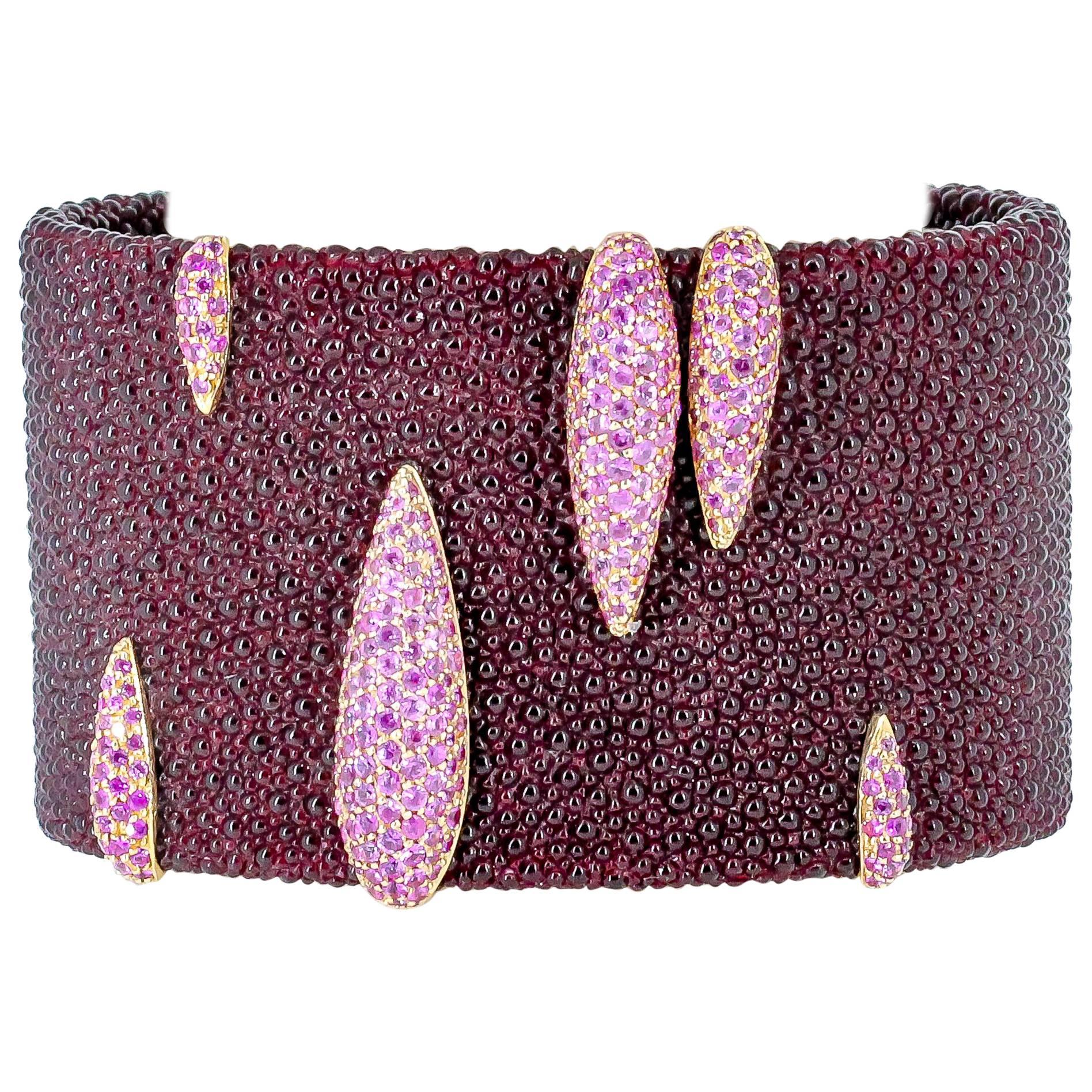 De Grisogono Pink Sapphire, Stingray and Gold Bangle Bracelet