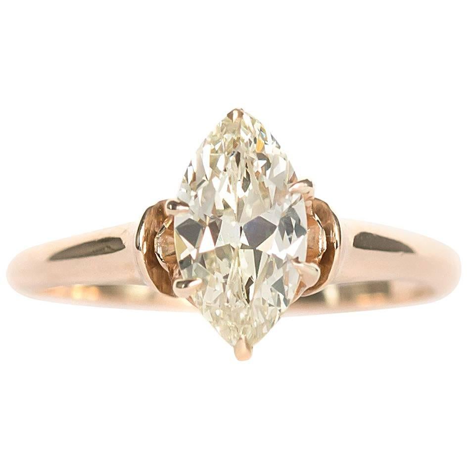 1890s Victorian Antique Marquise Cut Diamond Engagement Ring
