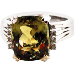 7.05 Carat Color-Change Zultanite 14Kt White Gold Ring