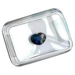 IGI Certified 1.00ct Natural Deep Blue THAI Sapphire Heart Cut 6.8x5.2mm Gem