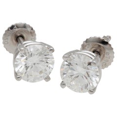 Tiffany 
Co. 2.04 Carat Platinum Diamond Stud Earrings