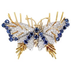 Tiffany & Co. Schlumberger Sapphire, Diamond, Platinum and Gold Butterfly Brooch 4