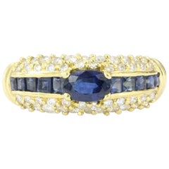 Hammerman Bros 18 Karat Gold Blue Sapphire and Diamond Ring 6