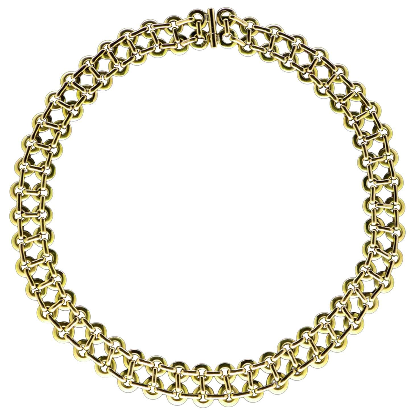 Georges Lenfant 1960s Double Row Gold Circlet Link Necklace