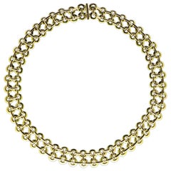 Georges Lenfant 1960s Double Row Gold Circlet Link Necklace