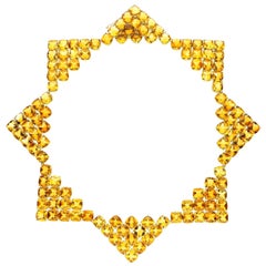 Paolo Costagli 18 Carat Gold, Cushion-Shaped Chequerboard Cut Citrine Necklace