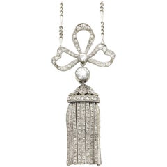 1905 Diamond Bow Pendant with Articulated Tassel Drop