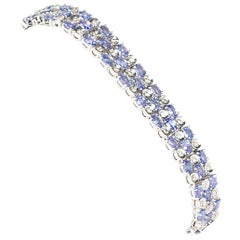 Tanzanite and Diamond Mesh Bracelet Set in 18 Carat White Gold