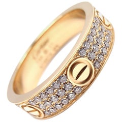 Cartier Love Diamond Paved Yellow Gold Band Ring
