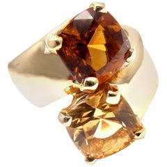 Hermes Bypass Citrine Golden Topaz Yellow Gold Band Ring 8