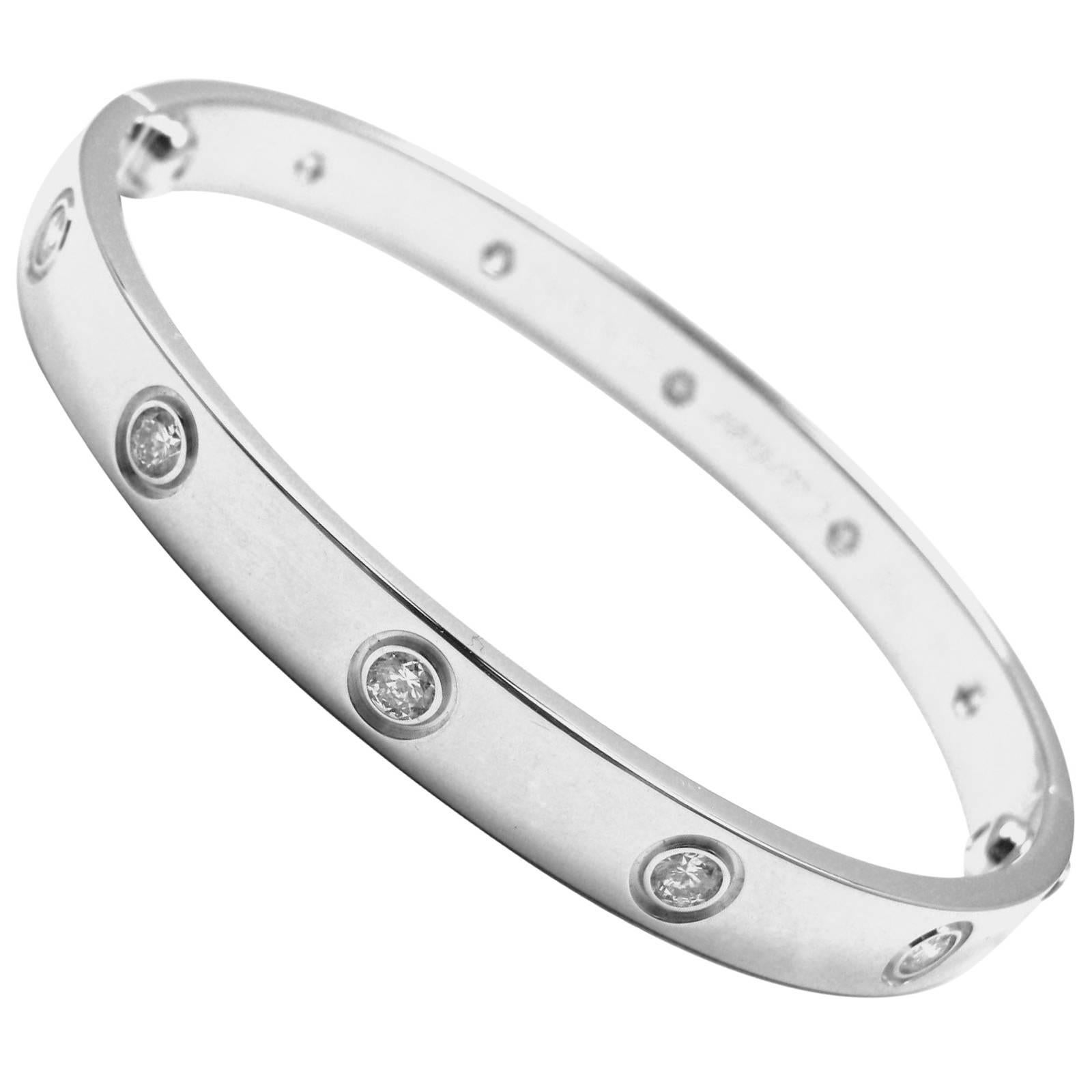 Cartier Ten Diamond White Gold Love Bangle Bracelet