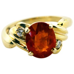 3.24 Carat Spessartite Garnet and Diamond Gold Cocktail Ring